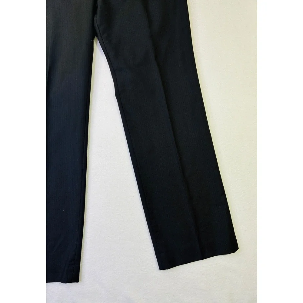 Express Producer Mens Black Pinstripe Wool Blend Dress Pants 34x32 Flat Front